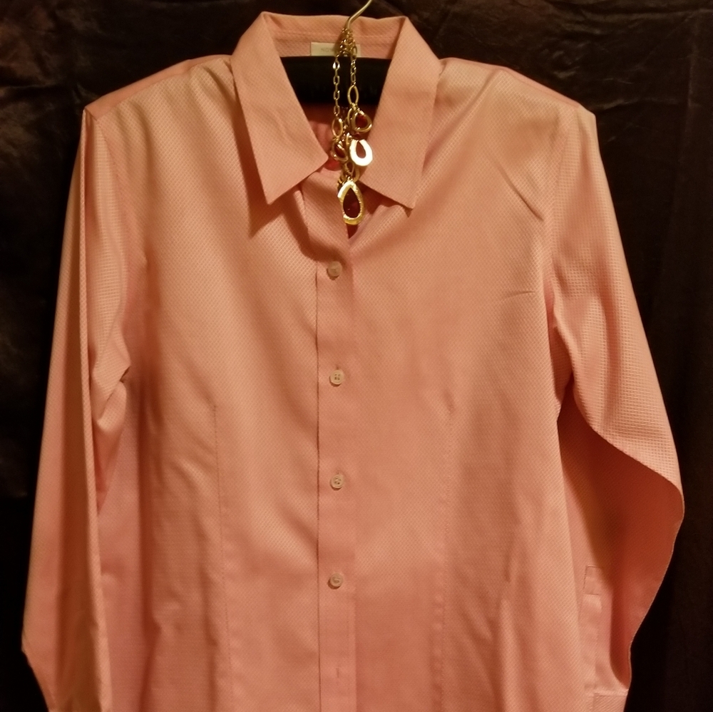 Liz Claiborne red/white textured blouse